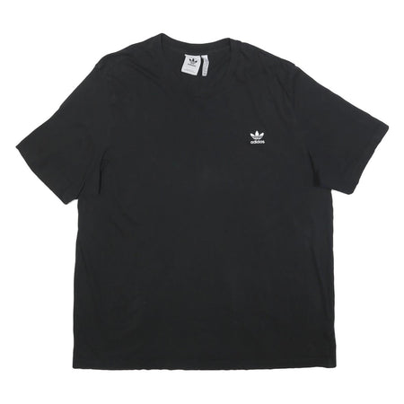 ADIDAS Mens Black Graphic T-Shirt 2XL Short Sleeve Crew Neck Classic Cotton