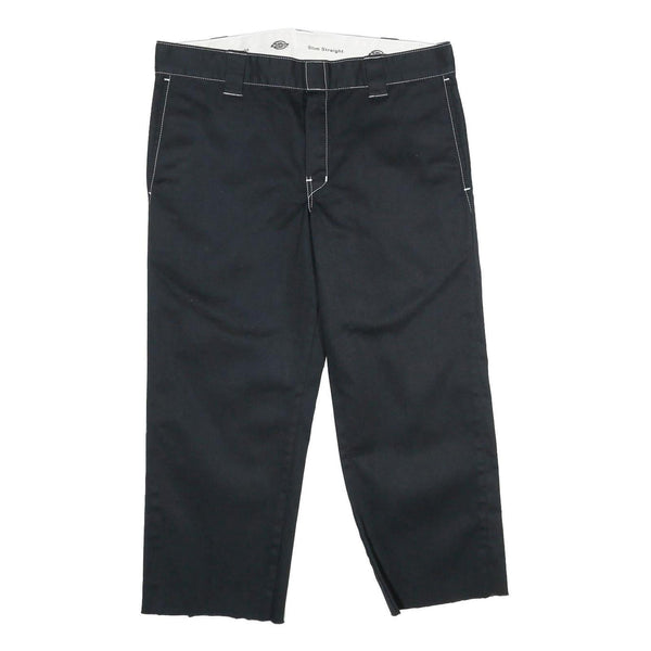 DICKIES Mens Slim Black Trousers W34 L25 Workwear Zip Closure Classic Straight