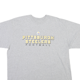 REEBOK Mens Grey Pittsburgh Steelers Football Graphic T-Shirt XL Crew Neck Short