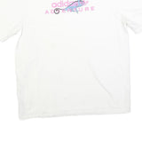 ADIDAS Womens White Adventure Graphic T-Shirt L Short Sleeve Crew Neck Cotton