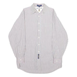 TOMMY HILFIGER Mens White & Brown Stripe Shirt Cotton Long Sleeve Button Shirt L