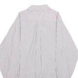 TOMMY HILFIGER Mens White & Brown Stripe Shirt Cotton Long Sleeve Button Shirt L
