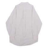 TOMMY HILFIGER Mens White & Brown Stripe Shirt Cotton Long Sleeve Button Shirt L
