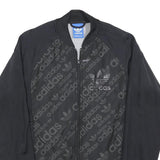 ADIDAS Mens Black Polyester Blend Bomber Jacket S Athletic Plain Zip Stylish