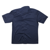 Mens Navy Blue Plain Shirt Button Short Sleeve M Polyester Blend Casual