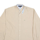 TOMMY HILFIGER Mens Beige Slim Cotton Shirt L Long Sleeve Button Collar Casual