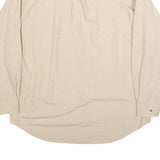 TOMMY HILFIGER Mens Beige Slim Cotton Shirt L Long Sleeve Button Collar Casual