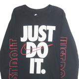 NIKE Mens Black Just Do It Long Sleeve Crew Neck T-Shirt M Cotton Graphic