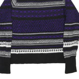 CHAPS Womens Black & Purple Patterned Wool Jumper Roll Neck Basic Knit M Warm