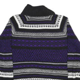 CHAPS Womens Black & Purple Patterned Wool Jumper Roll Neck Basic Knit M Warm