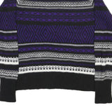 CHAPS Womens Black & Purple Patterned Wool Jumper Roll Neck Basic Knit M Warm