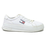 TOMMY HILFIGER Leather Womens Platform Trainers White UK 4 Casual Fashion