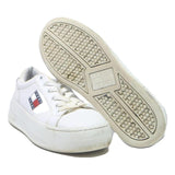 TOMMY HILFIGER Leather Womens Platform Trainers White UK 4 Casual Fashion