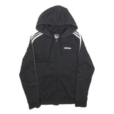 ADIDAS Womens Black Hoodie S Cotton Blend Full Zip Sports Casual Sweatshirt