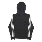 ADIDAS Womens Black Hoodie S Cotton Blend Full Zip Sports Casual Sweatshirt