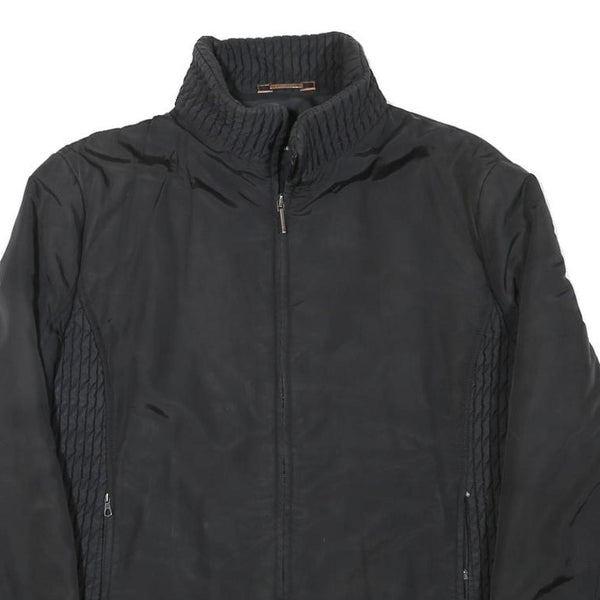 TRUSSARDI Womens Black Quilted Polyester Blend Jacket M Zip Closure Casual