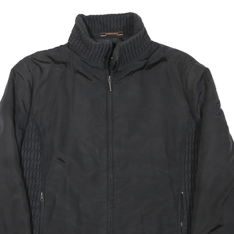 TRUSSARDI Womens Black Quilted Polyester Blend Jacket M Zip Closure Casual