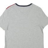 TOMMY HILFIGER Mens Grey White & Red Colour Block T-Shirt XS Short Sleeve V-Neck