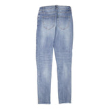 CHICOREE Womens Slim Light Blue Denim Jeans W24 L26 Slim Fit Embroidered Hem