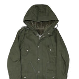 Womens Green Cotton Blend Hooded Zip Up Jacket M Plain Casual Outdoor