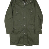 Womens Green Cotton Blend Hooded Zip Up Jacket M Plain Casual Outdoor