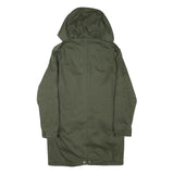 Womens Green Cotton Blend Hooded Zip Up Jacket M Plain Casual Outdoor