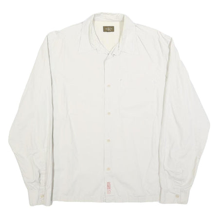 CALVIN KLEIN Mens White Plain 2XL Button Shirt Polyester Blend Casual Office