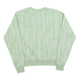 CHAMPION Womens Green Pullover L All Over Logo Print Crew Neck Sweatshirt