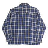 GKSII Mens Blue Black & White Check Cotton Blend Button Jacket L Casual Style