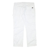 DICKIES Mens White Regular Fit Straight Cotton Blend Trousers W38 L30 Workwear