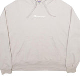 CHAMPION Womens Cream Hoodie M Cotton Blend Pullover Classic Logo Sweatshirt