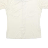 Mens Cream & Brown Casual Button Shirt L Two Pocket Short Sleeve Lightweight