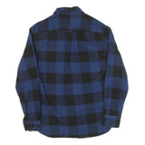 JACHS Mens Blue & Black Check Shirt M Cotton Blend Casual Button Front