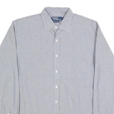 POLO RALPH LAUREN Mens Blue & White Check Shirt XL Classic Button Collar Long