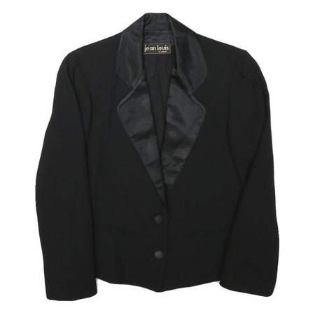 JEAN LOUIS Womens Black Jacket XS Polyester Blend Button Closure Satin Collar