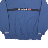 REEBOK Mens Blue & Black Track Jacket L Polyester Zip Casual Sportswear