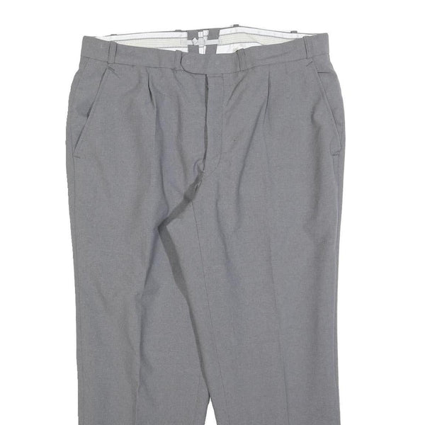 Grey Mens Regular Fit Zip Trousers W34 L28 Classic Pocket Detail Smart Casual