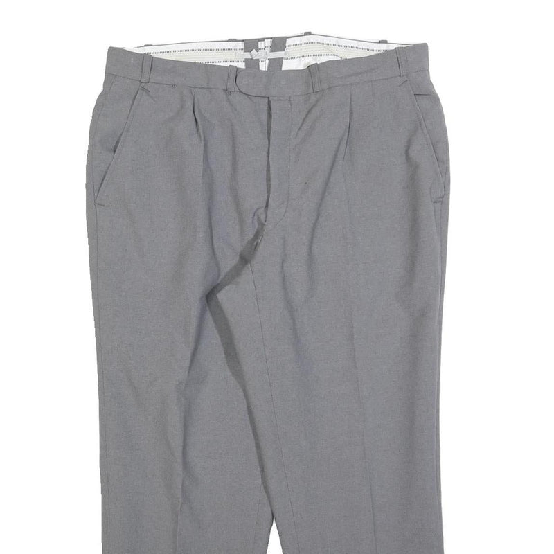 Grey Mens Regular Fit Zip Trousers W34 L28 Classic Pocket Detail Smart Casual