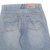 NRG Mens Shorts Blue Denim Casual M W34 Logo Patch Pockets