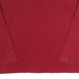 POLO RALPH LAUREN Mens Red Heavy Knit 1/4 Zip Jumper XL Cotton Pullover Classic
