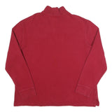 POLO RALPH LAUREN Mens Red Heavy Knit 1/4 Zip Jumper XL Cotton Pullover Classic