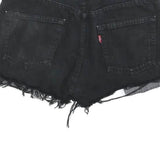 LEVI'S Womens Black Denim Cut-Off Shorts M W30 Frayed Hem Casual Style