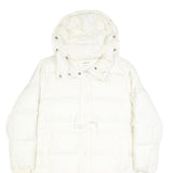 COACH Womens White Quilted Jacket XS Polyester Zip Hooded Long Sleeve Casual