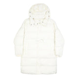 COACH Womens White Quilted Jacket XS Polyester Zip Hooded Long Sleeve Casual