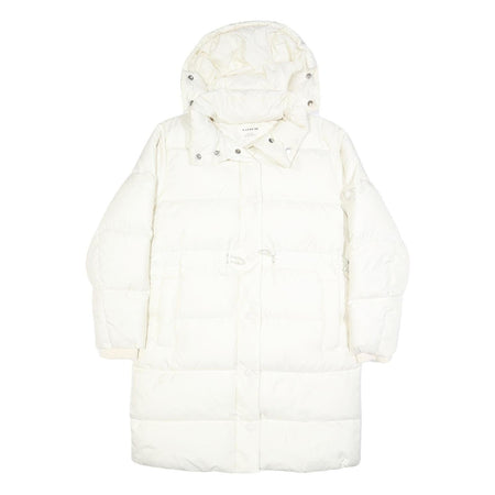 COACH Womens White Quilted Jacket XS Polyester Zip Hooded Long Sleeve Casual