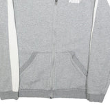 PUMA Mens Grey & White Zip Jacket S Cotton Blend Plain Lightweight Sportswear