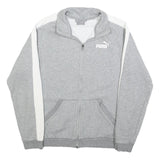 PUMA Mens Grey & White Zip Jacket S Cotton Blend Plain Lightweight Sportswear