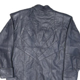 Womens Navy Leather Button Jacket L Smooth Classic Soft Stylish Outerwear