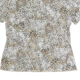 CITY LIFE Womens Beige & Black Printed Short Sleeve Collared Shirt L Polyester