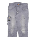 DICKIES Womens Regular Fit Grey Cotton Blend Workwear Trousers W32 L29 Cargo Zip